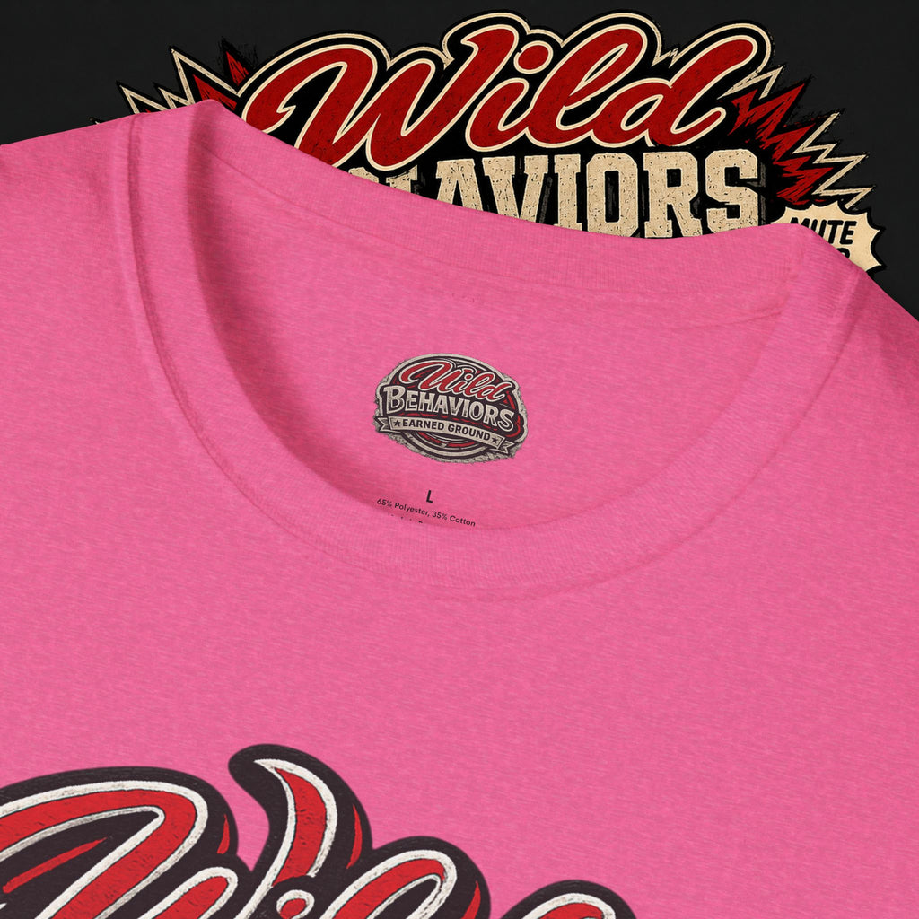 Earned Ground "Wild Behaviors" T-Shirt — Retro Red & White Graphic Tee