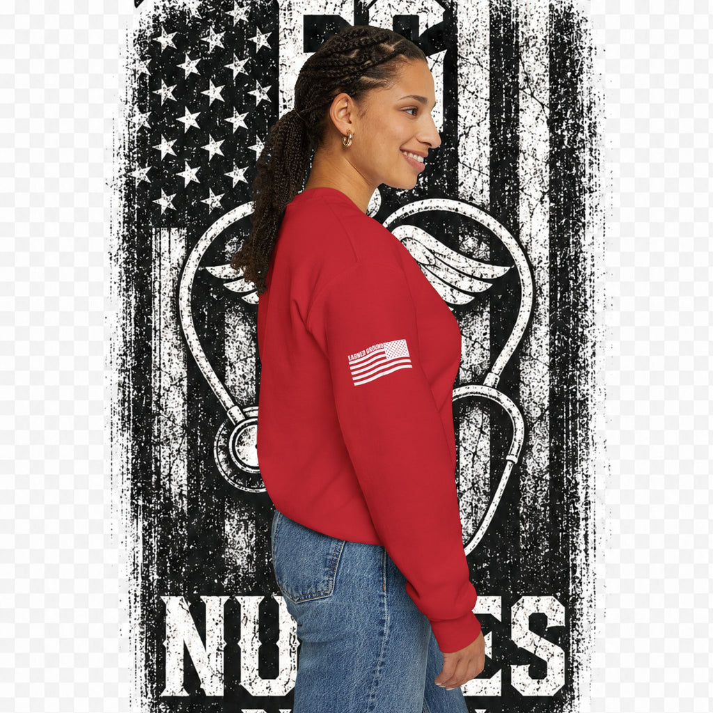 EARNED GROUND Nurses Division Crewneck Sweatshirt – Nurses Caduceus Badge Design