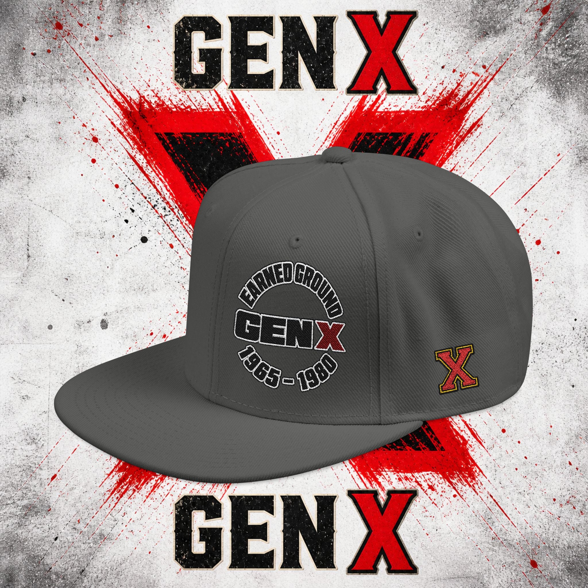 Gen X Embroidered Flat Bill Ball Cap — Gen X Proud 1965–1980