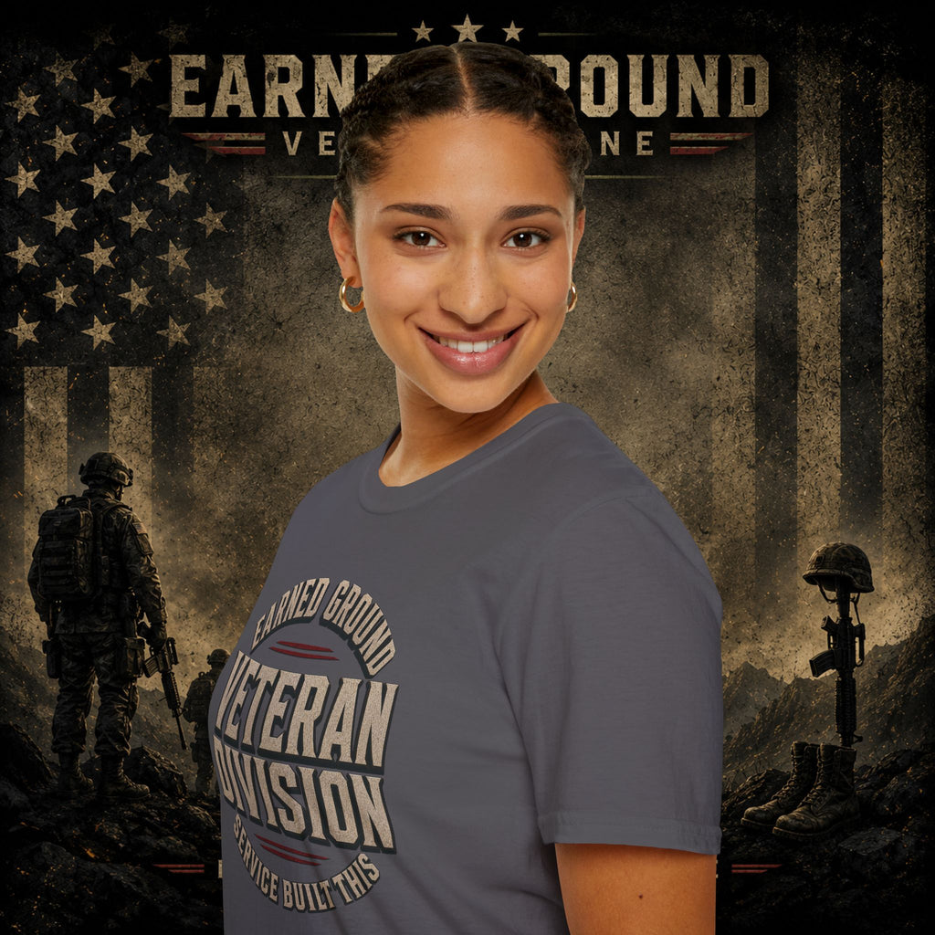Earned Ground Veteran Division 'Service Built This'— Military Tribute Tee